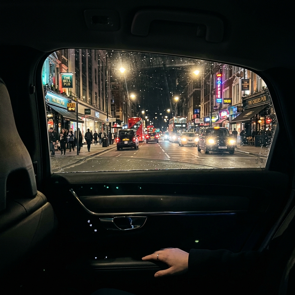 Simulated night view through glass at 35% VLT window tint
